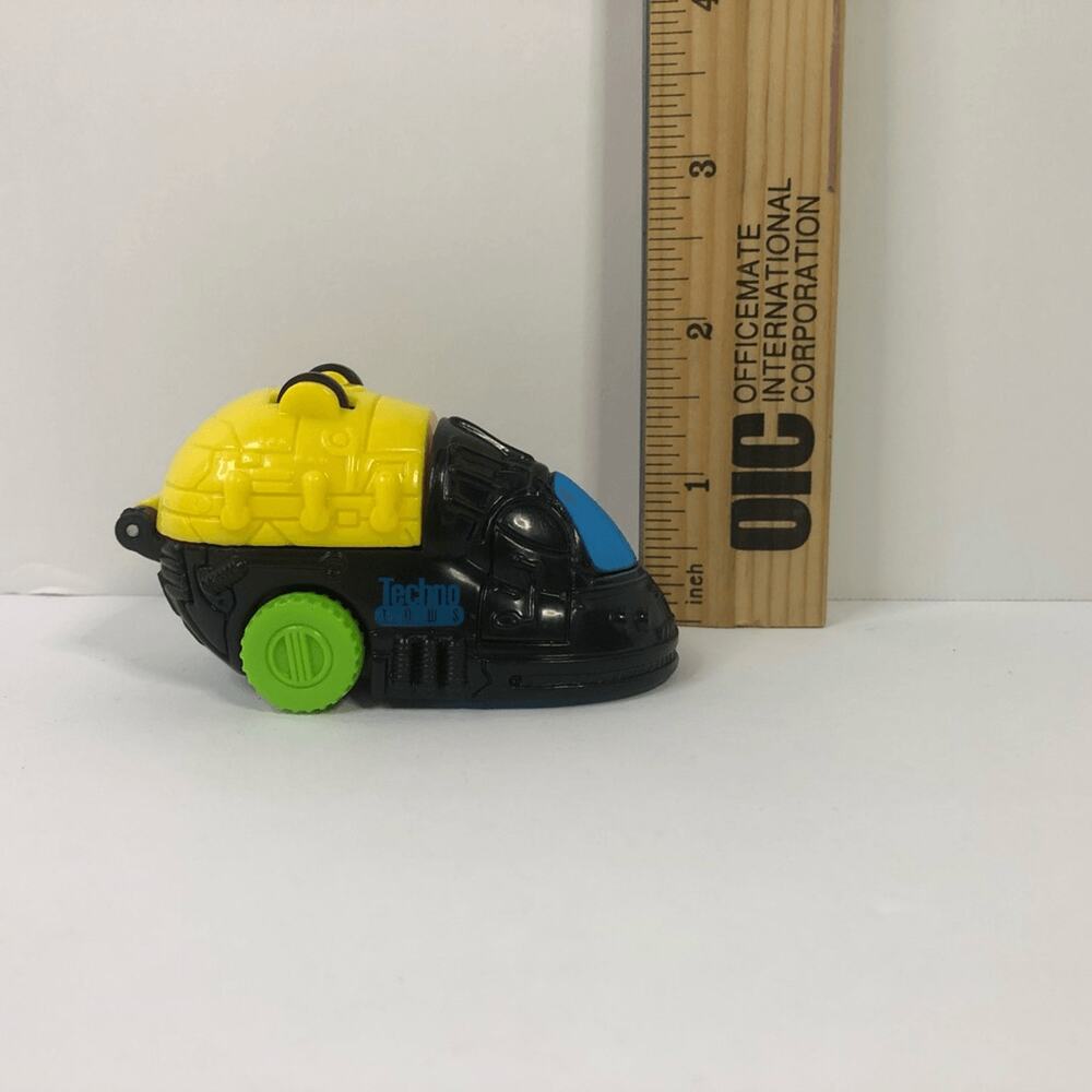 Vintage Techno Toons Bullyland Wind Up Toy Car Black Yellow Neon Green 1995